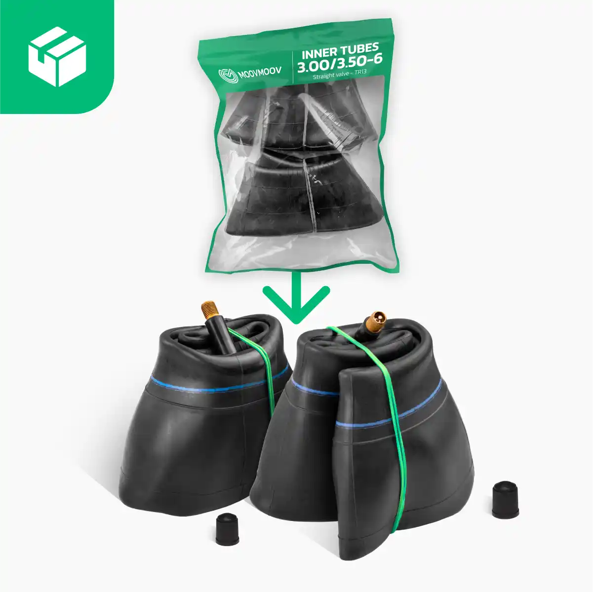 2 camere d'aria carrello 3.50-6 valvola diritta