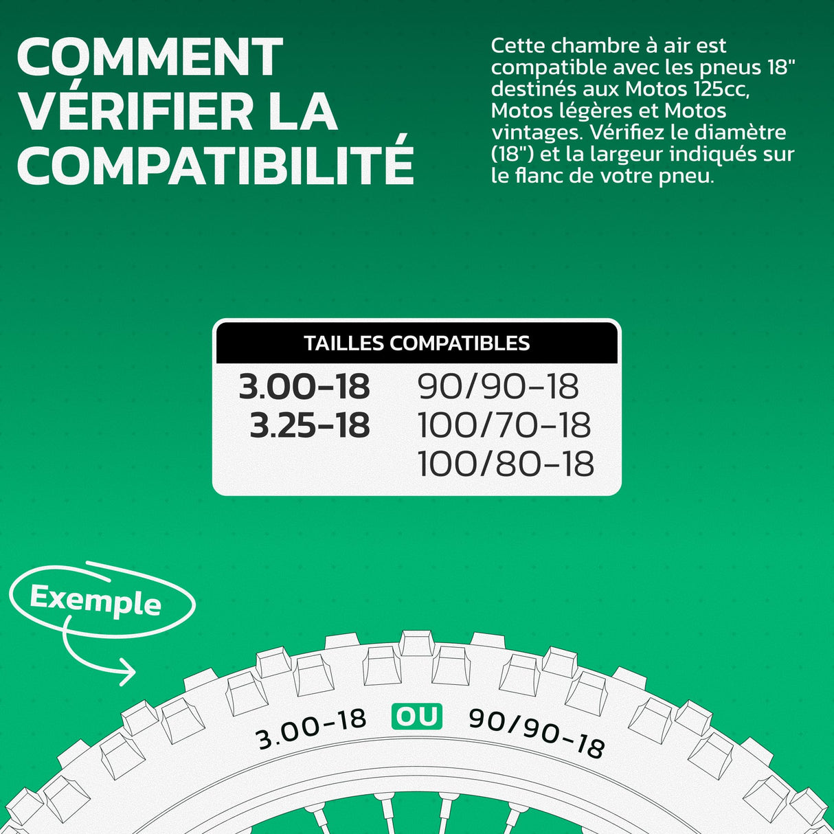Chambre à air 3.00/3.25-18 valve droite (TR4)