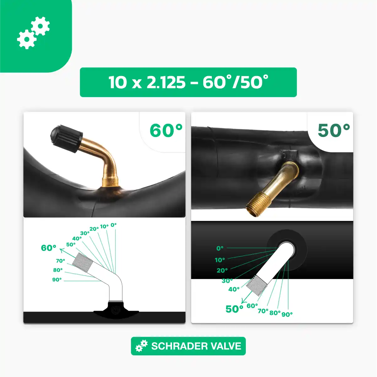 Camera d'aria 10x2.125 valvola piegata 60 50 balance bike