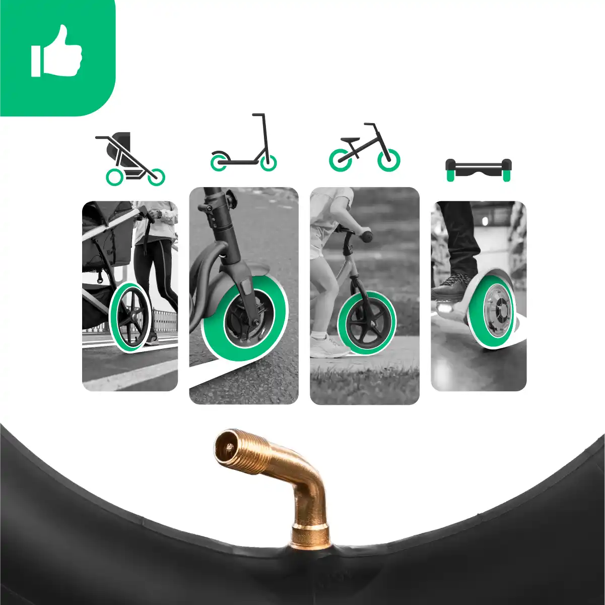 Chambre à air 10x2.125 valvola curva 60 50 passeggino