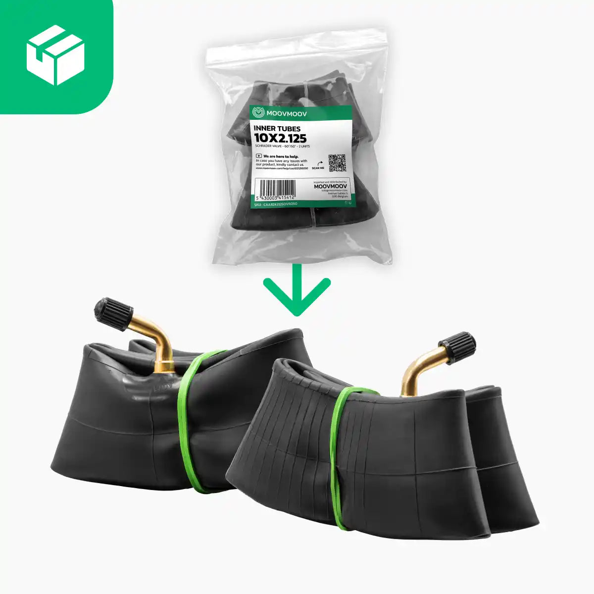 Camera d'aria 10x2.125 valvola piegata monopattino