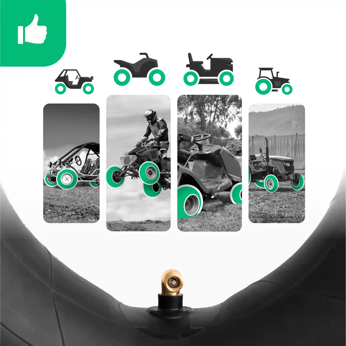 Camera d'aria 15x6.00-6 quad valvola curva