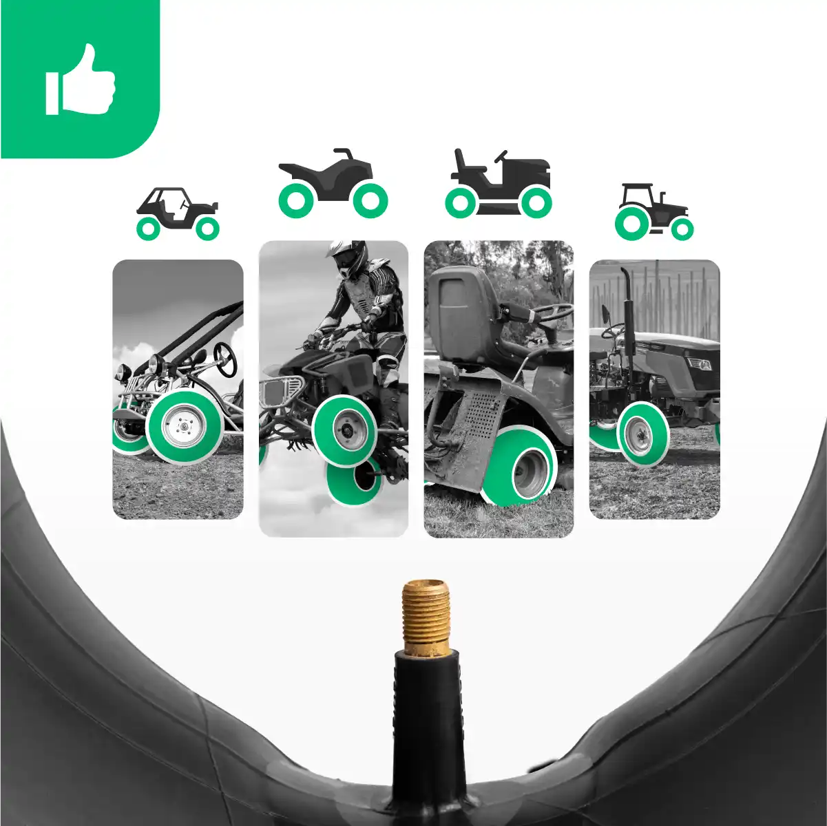 Camera d'aria 16x6.50-8 quad valvola dritta