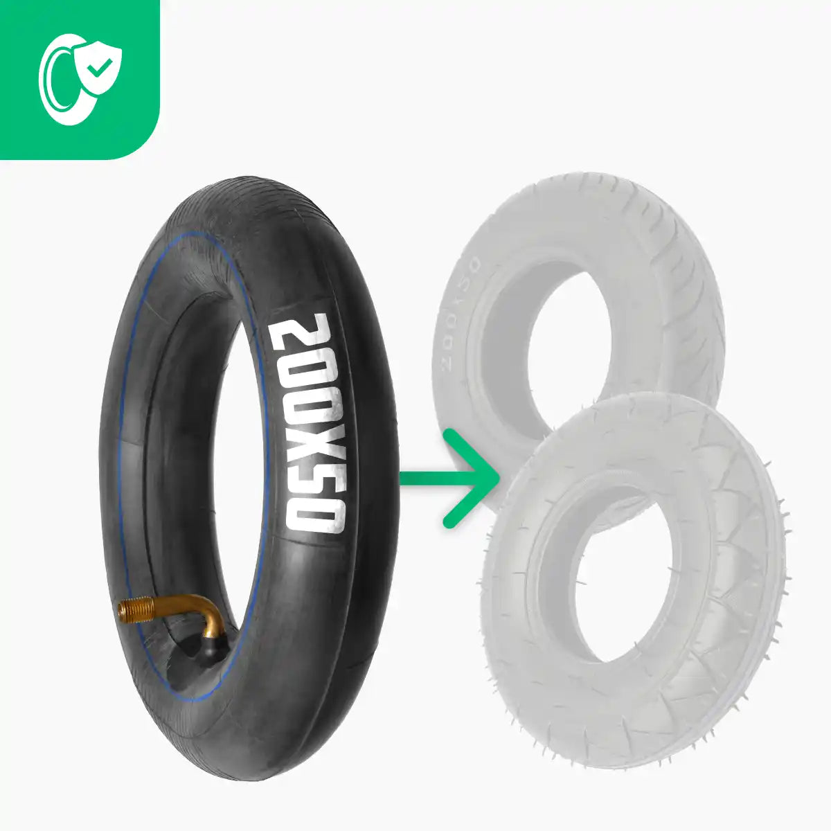 Camera d'aria 200 50 valvola piegata 90