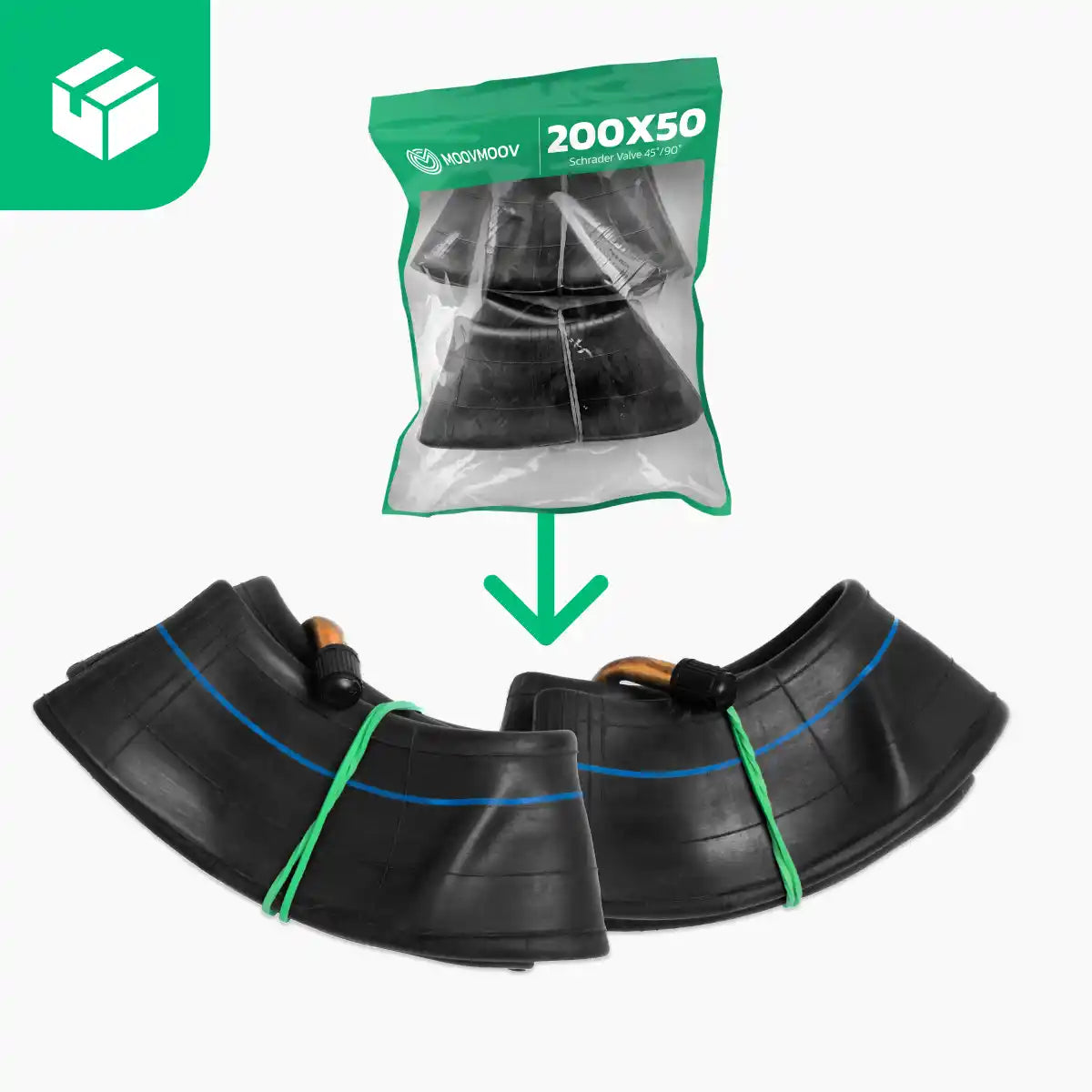 Camera d'aria 200 x 50 monopattino valvola angolata 90/45