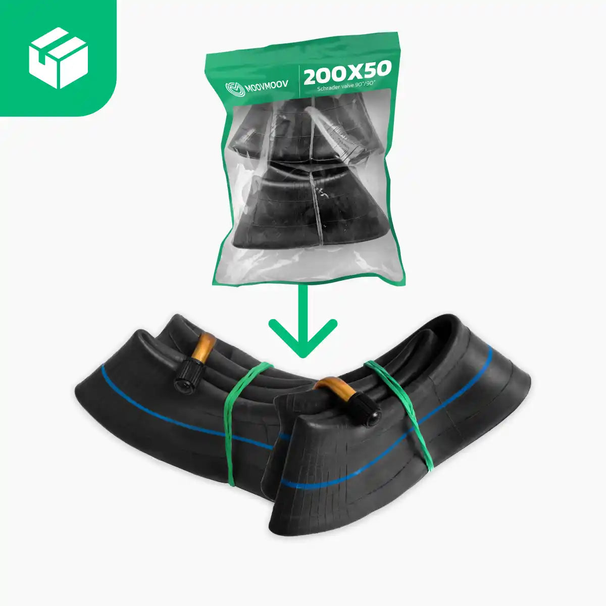 Camera d'aria 200 x 50 monopattino valvola piegata