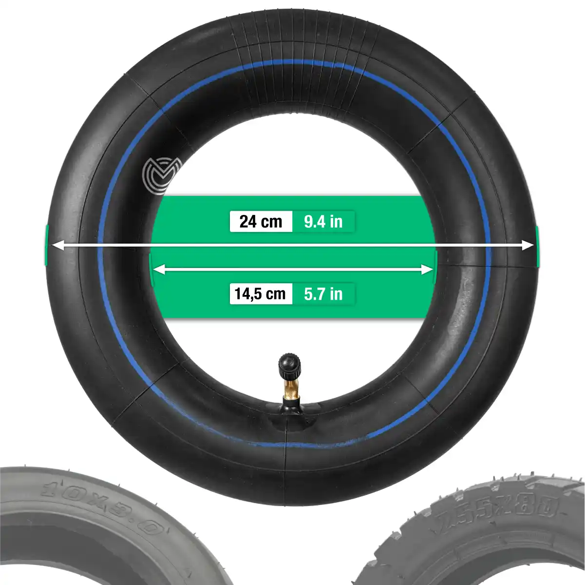 Camera d'aria 255 x 80 valvola angolata monopattino