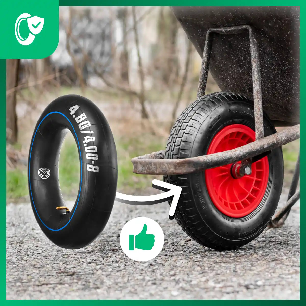 Camera d'aria 4.80/4.00-8 carriola valvola angolata