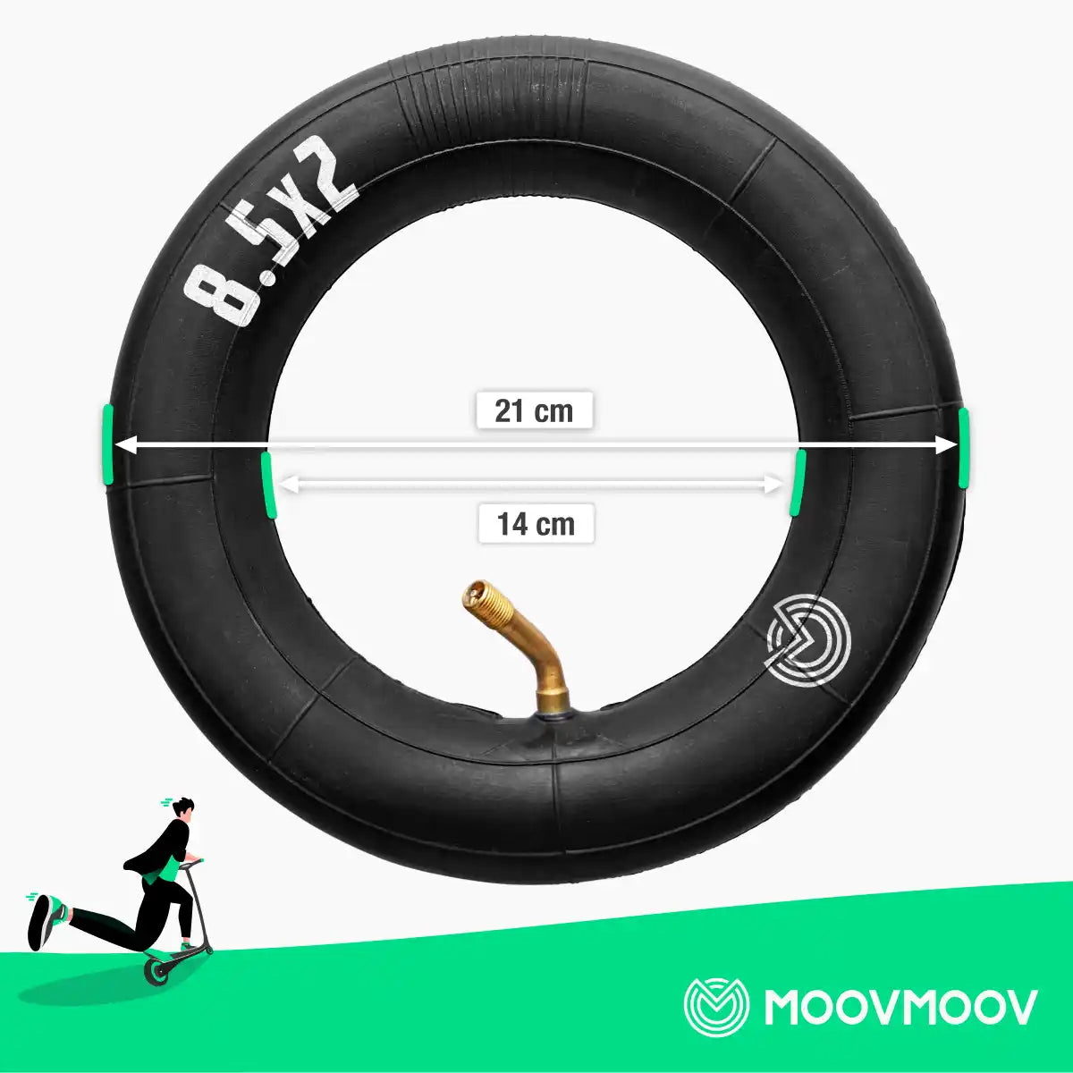 Camera d'aria 8.5x2 monopattino elettrico valvola piegata