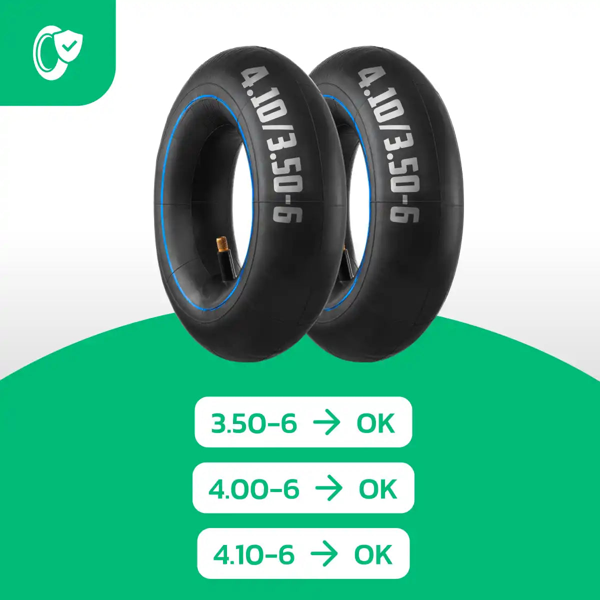 Camera d'aria carrello 3.50-6 valvola dritta