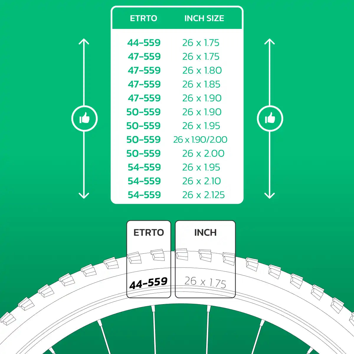 Camera d'aria compatibile 26x1.75 > 2.125 valvola Schrader