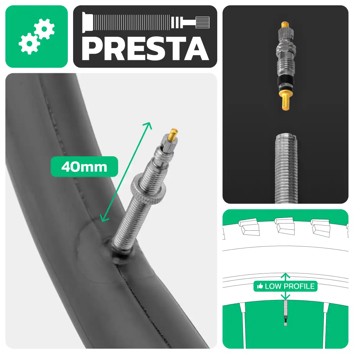 Camera d'aria per bici 24x1.50 > 1.85 valvola presta 40mm