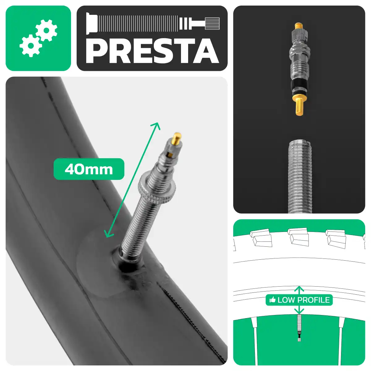camera d'aria per bici 24x1.90 > 2.40 valvola presta 40mm