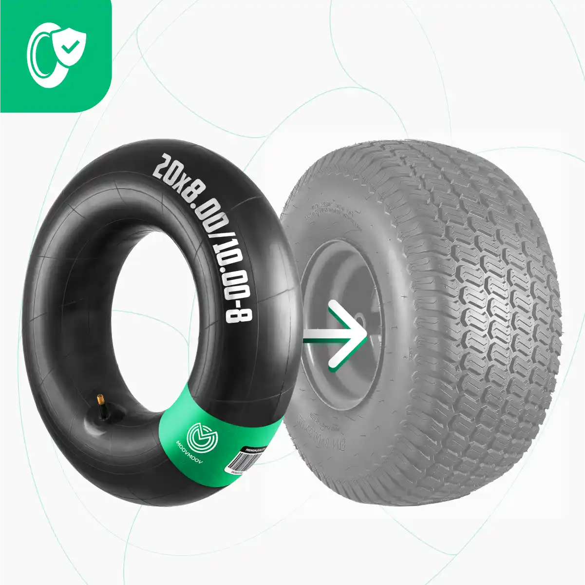 Camera d'aria per trattore quad 20 x 8 pollici