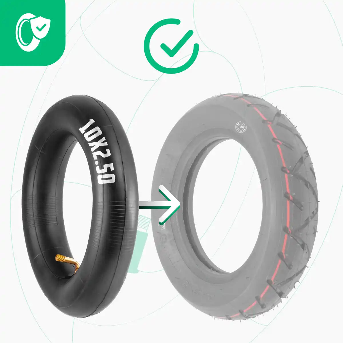 Camera d'aria monopattino 10 pollici 10x2.5