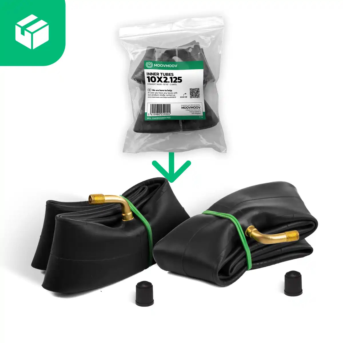 Camera d'aria monopattino 10x2.125 valvola piegata 70/0