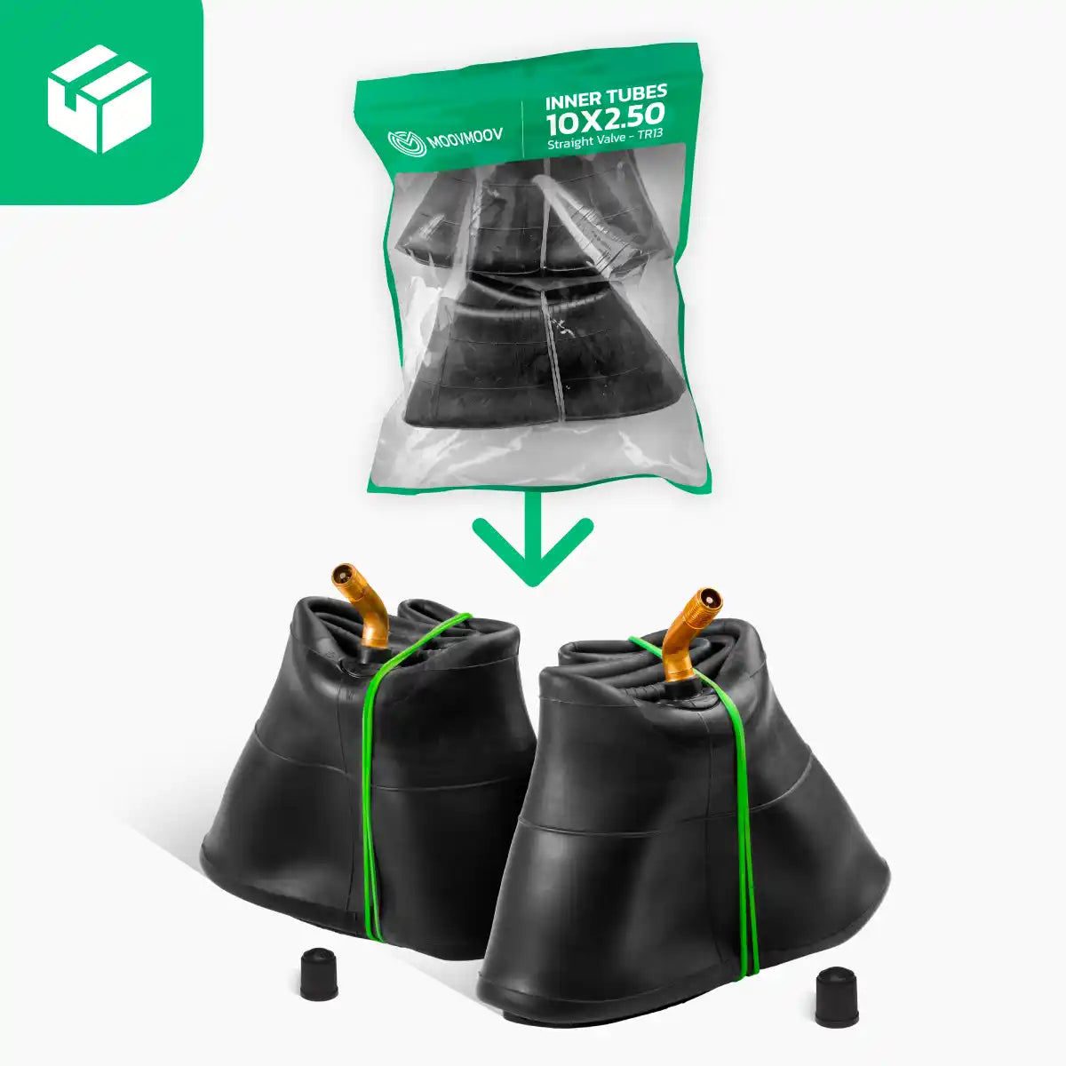 camera d'aria monopattino 10x2 5 valvola piegata