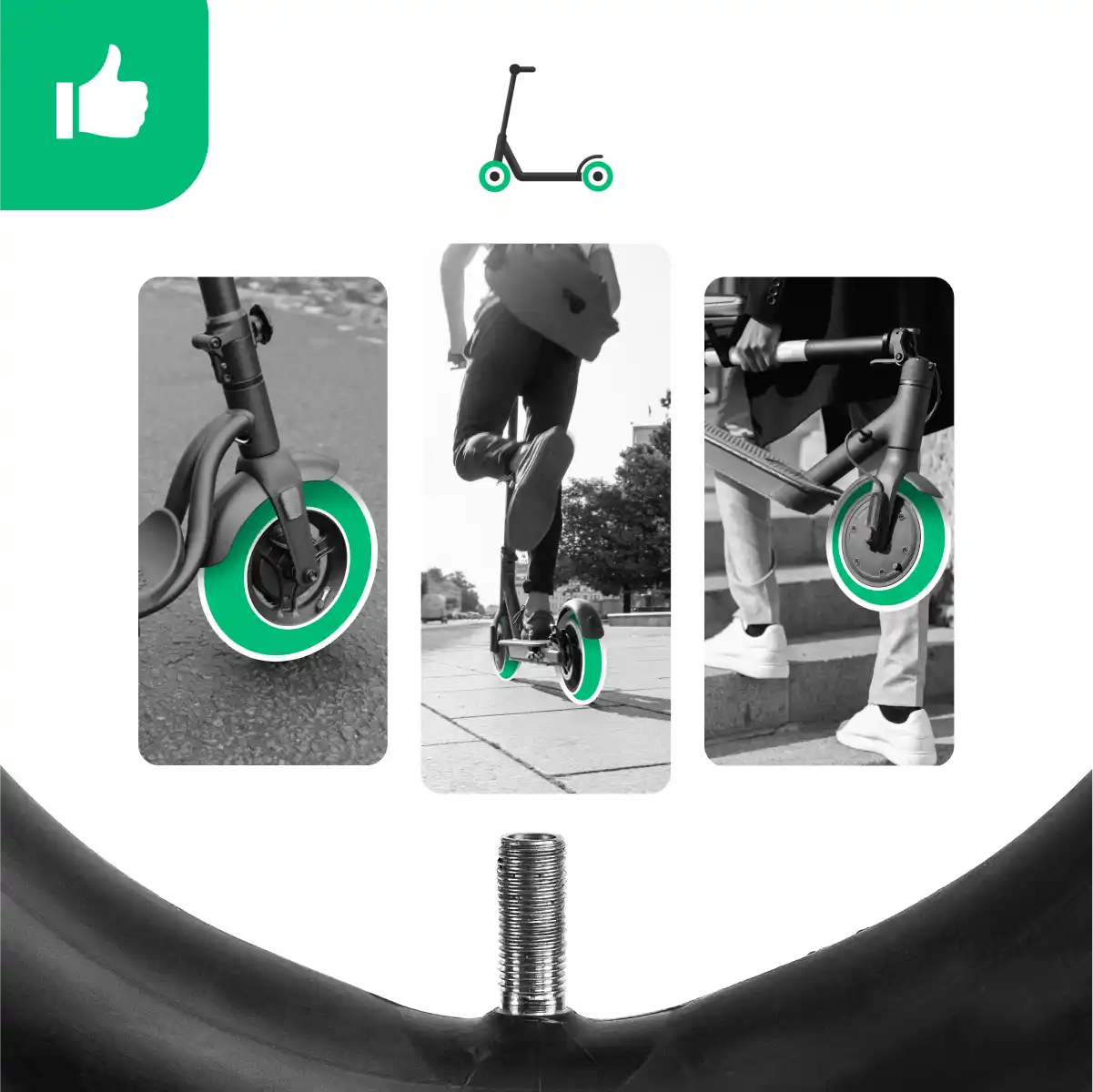 Camera d'aria monopattino 10x2 valvola dritta