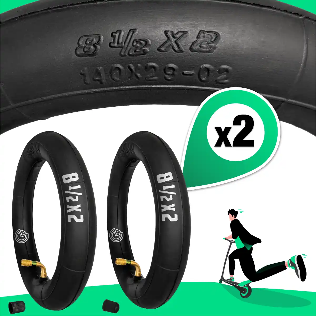 Camera d'aria monopattino elettrico valvola piegata 8 1/2x2