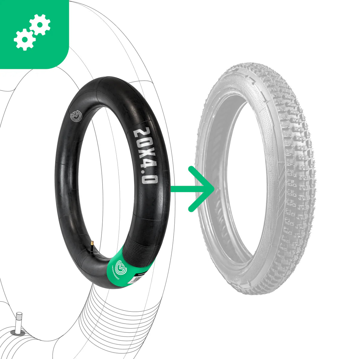 Camera d'aria bici 20 x 4 gomma grossa bici