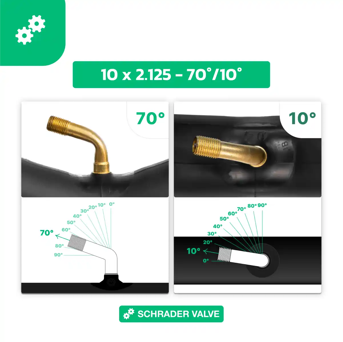 camera d'aria monopattino ruota 10x2.125 valvola piegata