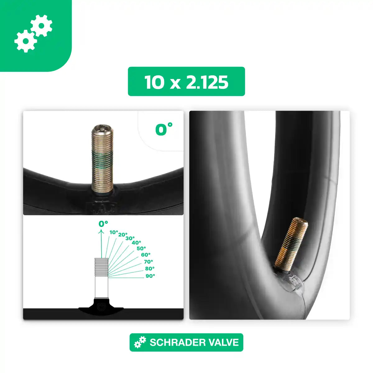 camera d'aria monopattino ruota 10x2.125 valvola dritta