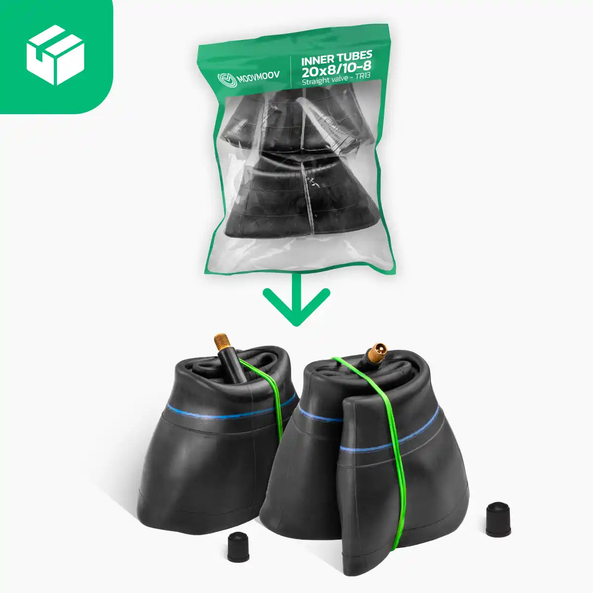 Camere d'aria 20 x 8 00 10 8 valvola dritta