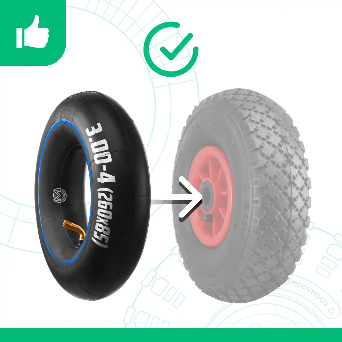 Camere d'aria 260 x 85 gomma butile