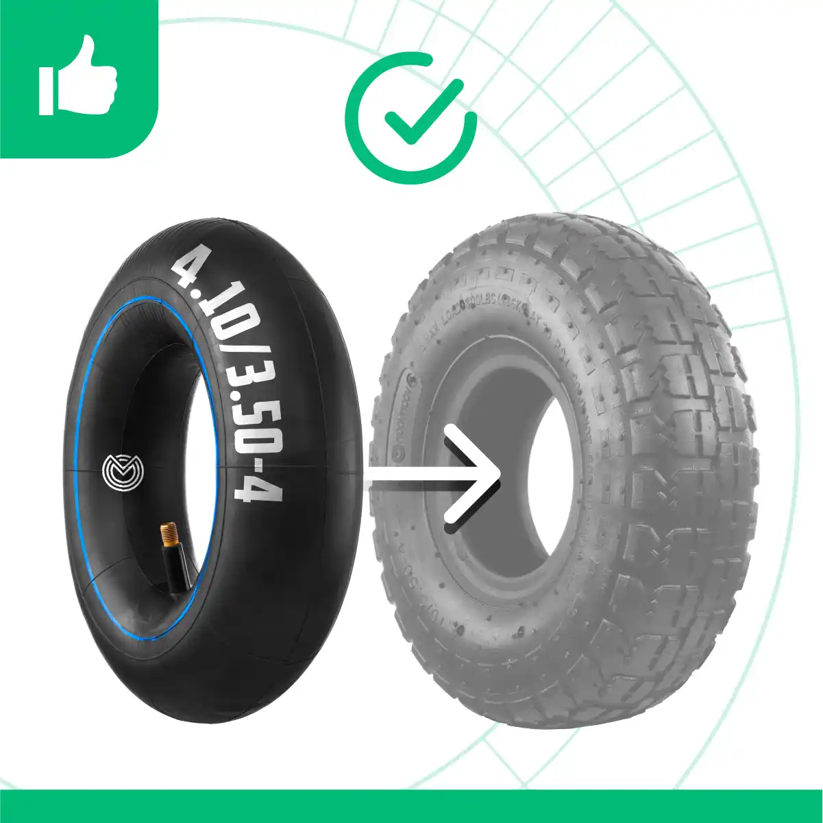 Camere d'aria 4.10/3.50-4 carrello valvola dritta