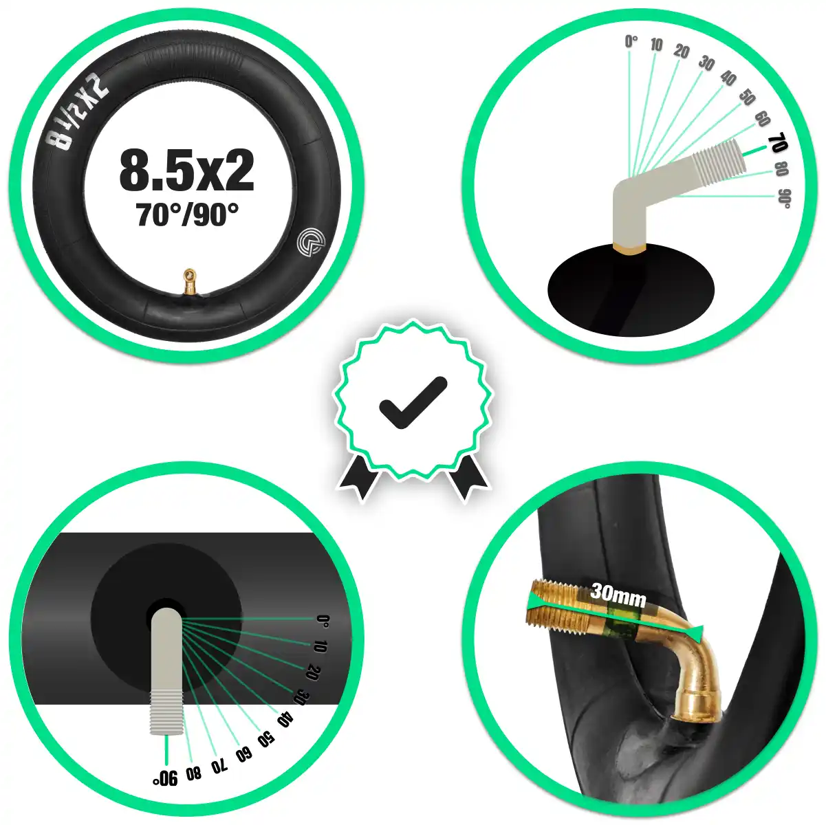 Camere d'aria 8.5x2 valvola angolata