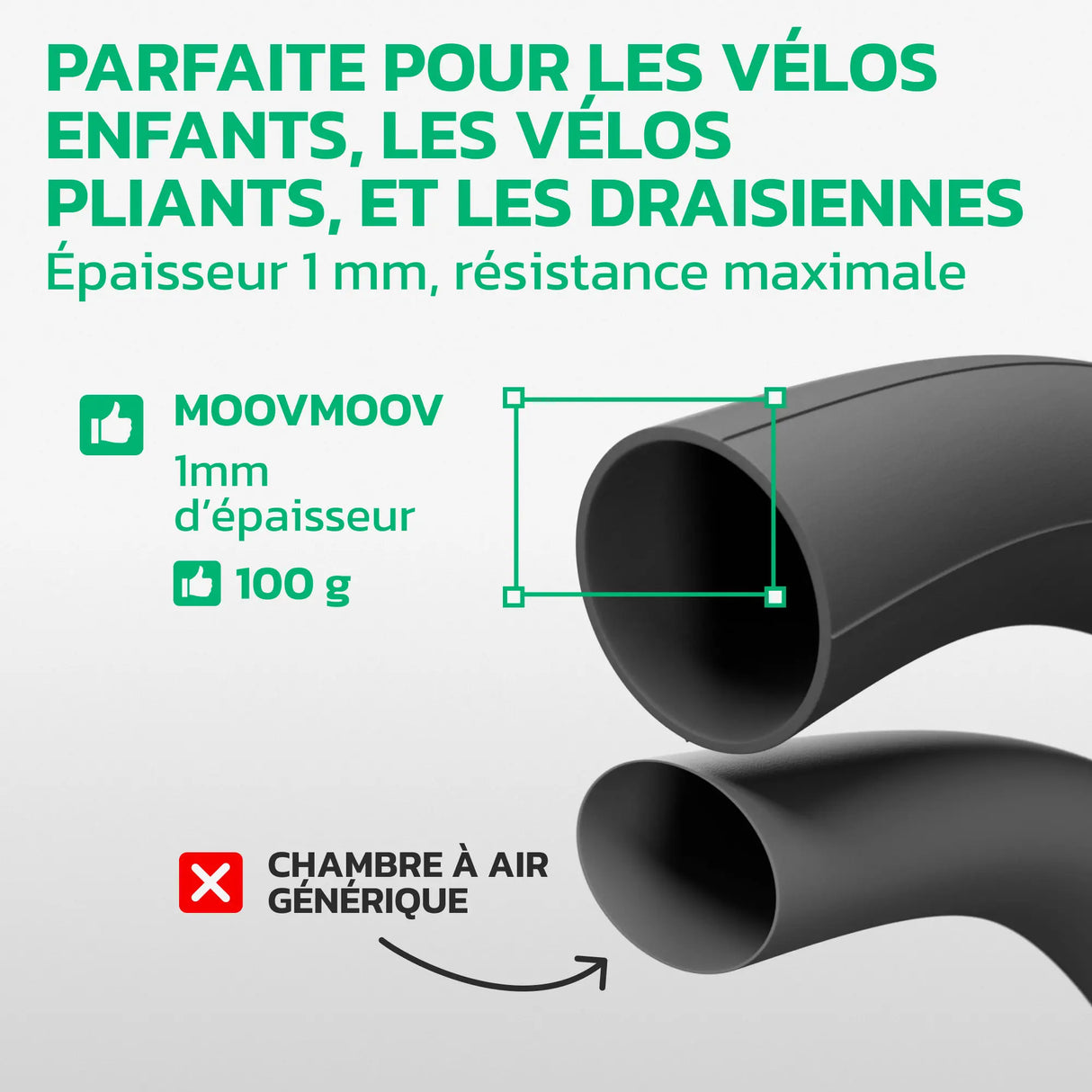 Chambre à air 16 pouces en caoutchouc butyle renforcé MoovMoov