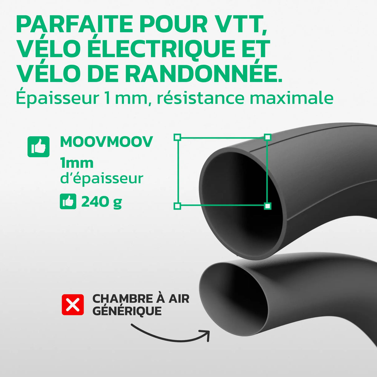 Chambre à air 29 pouces en caoutchouc butyle renforcé MoovMoov