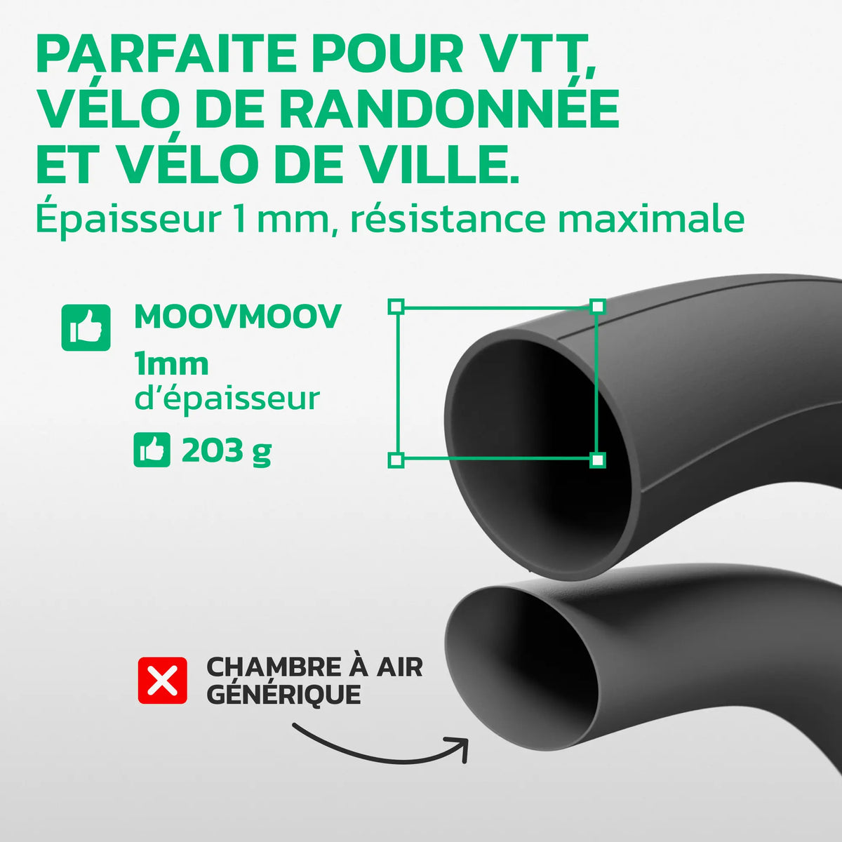 Chambre à air 26 pouces en caoutchouc butyle renforcé MoovMoov