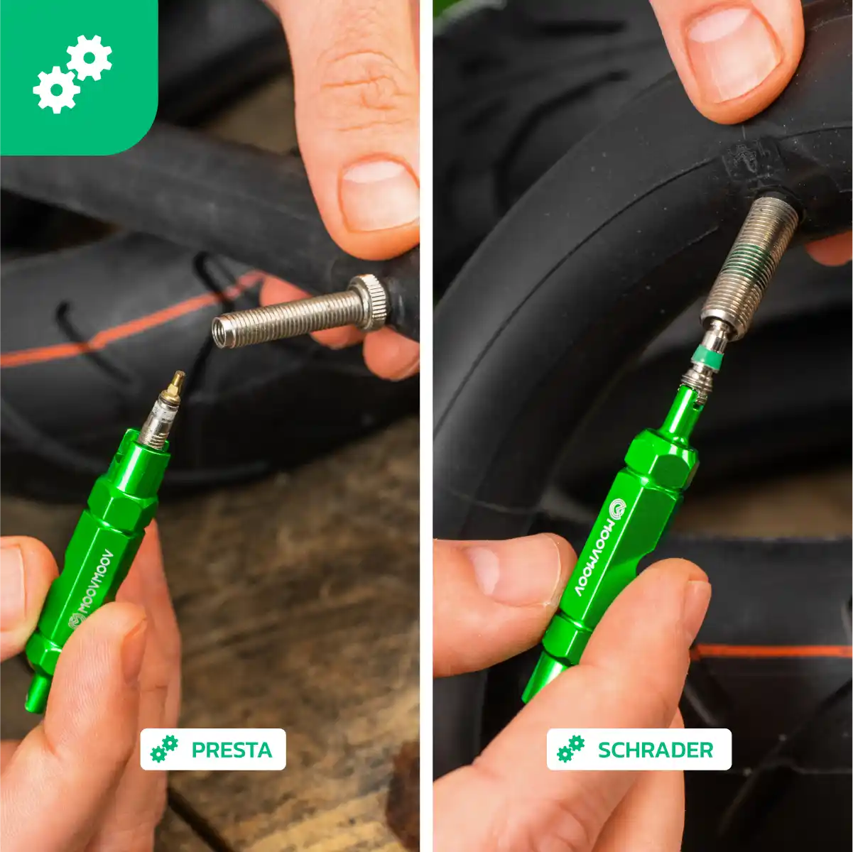 Smonta valvola obus schrader e presta 54mm camera d'aria