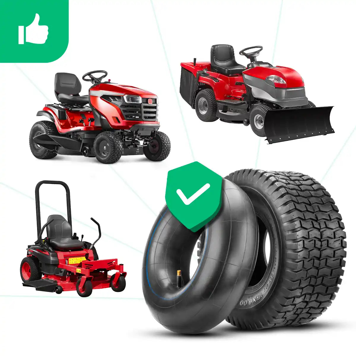 Pneumatico 15x6.00-6 con camera d'aria valvola dritta trattorino rasaerba