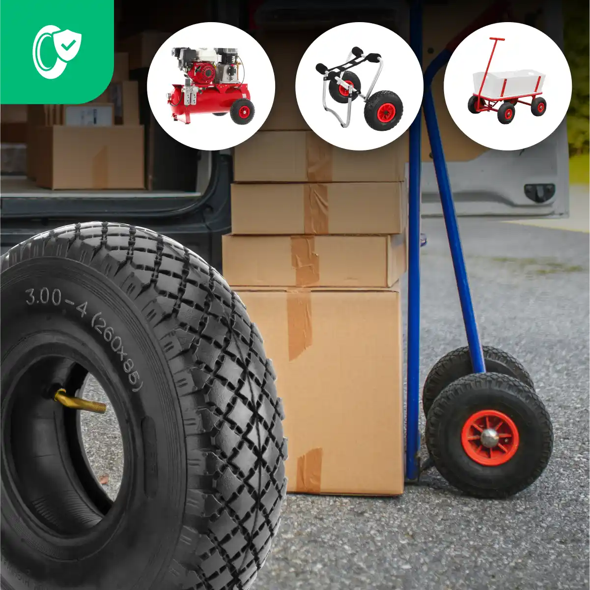 Pneumatico 3.00-4 compressore con camera d'aria valvola angolata