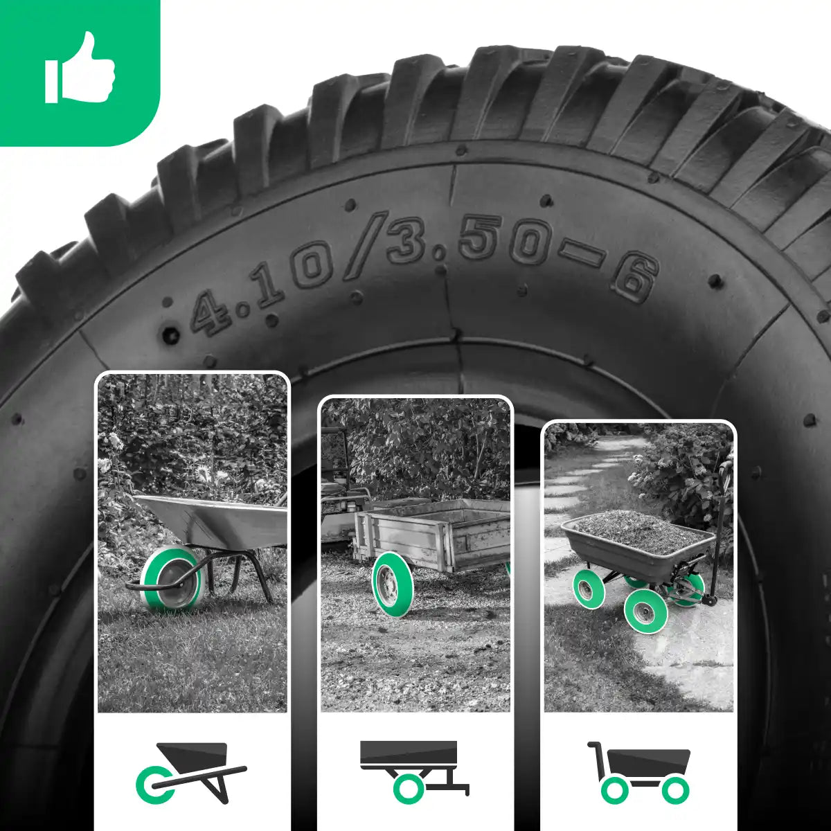 Pneumatico 3.50-6 camera d'aria valvola dritta