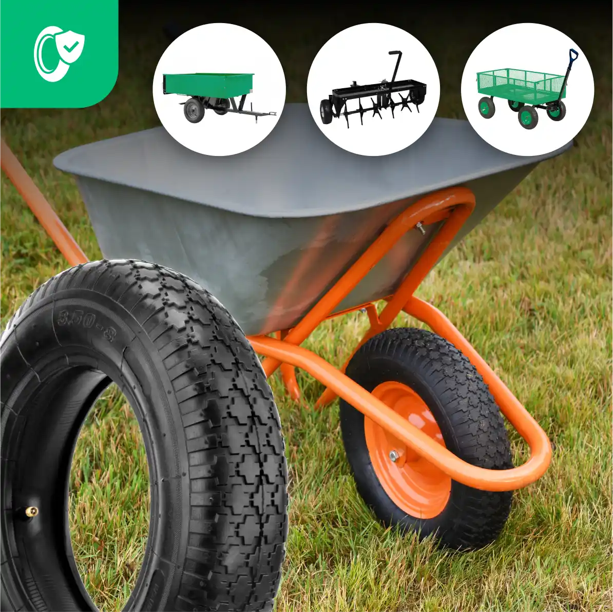 Pneumatico 3.50-8 giardino con camera d'aria valvola diritta