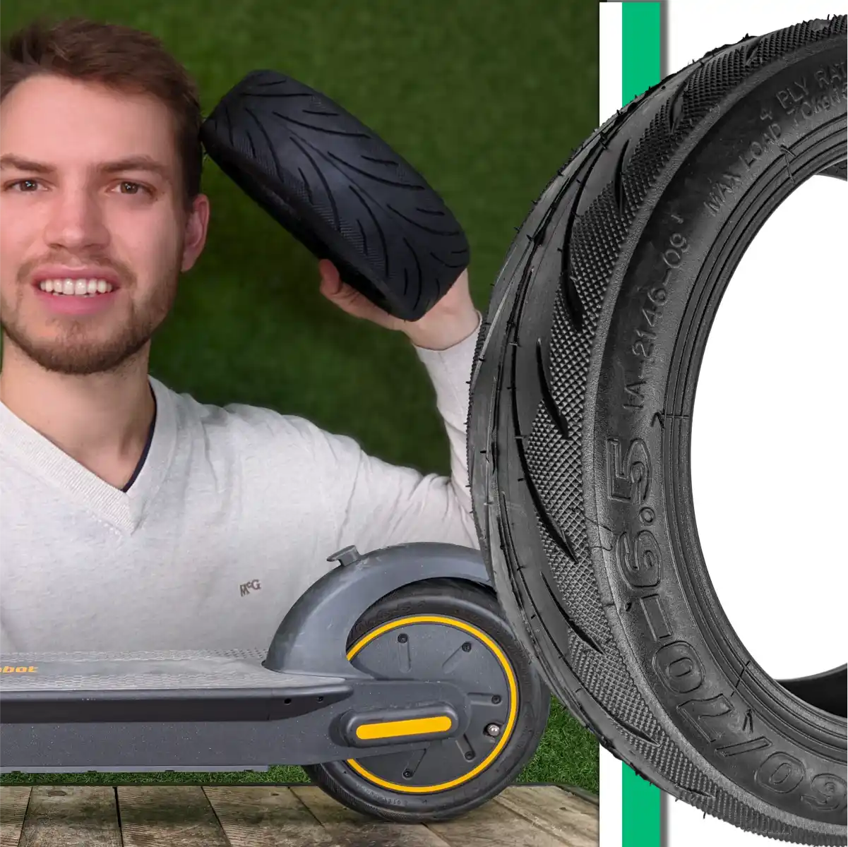 Pneumatico 60 70 6 5 tubeless gel resistente con valvola