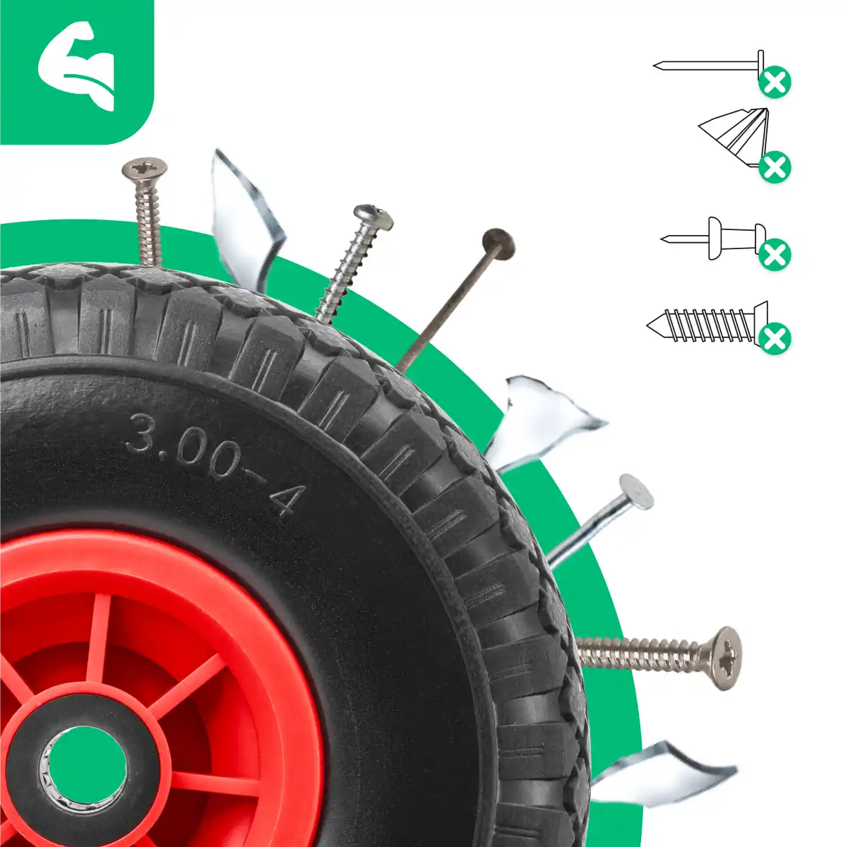 Pneumatico pieno 3.00-4 compressore alesaggio 20mm