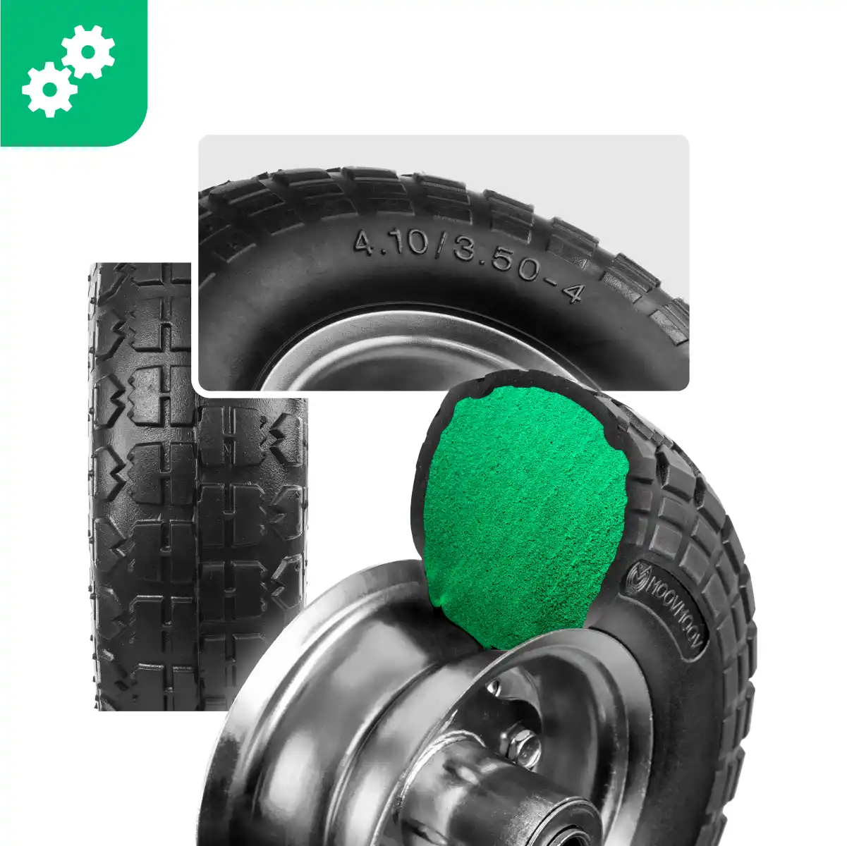 Pneumatico pieno 4.10/3.50-4 cerchio in acciaio alesaggio 16mm