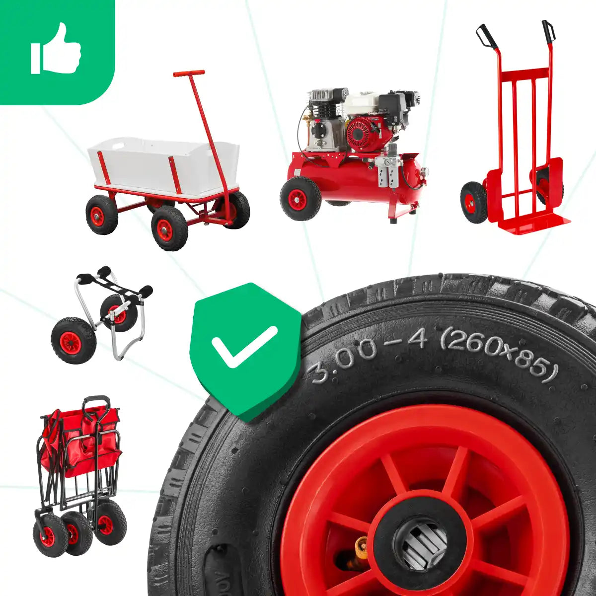 Ruota 3.00-4 cerchio pvc alesaggio 20mm compressore