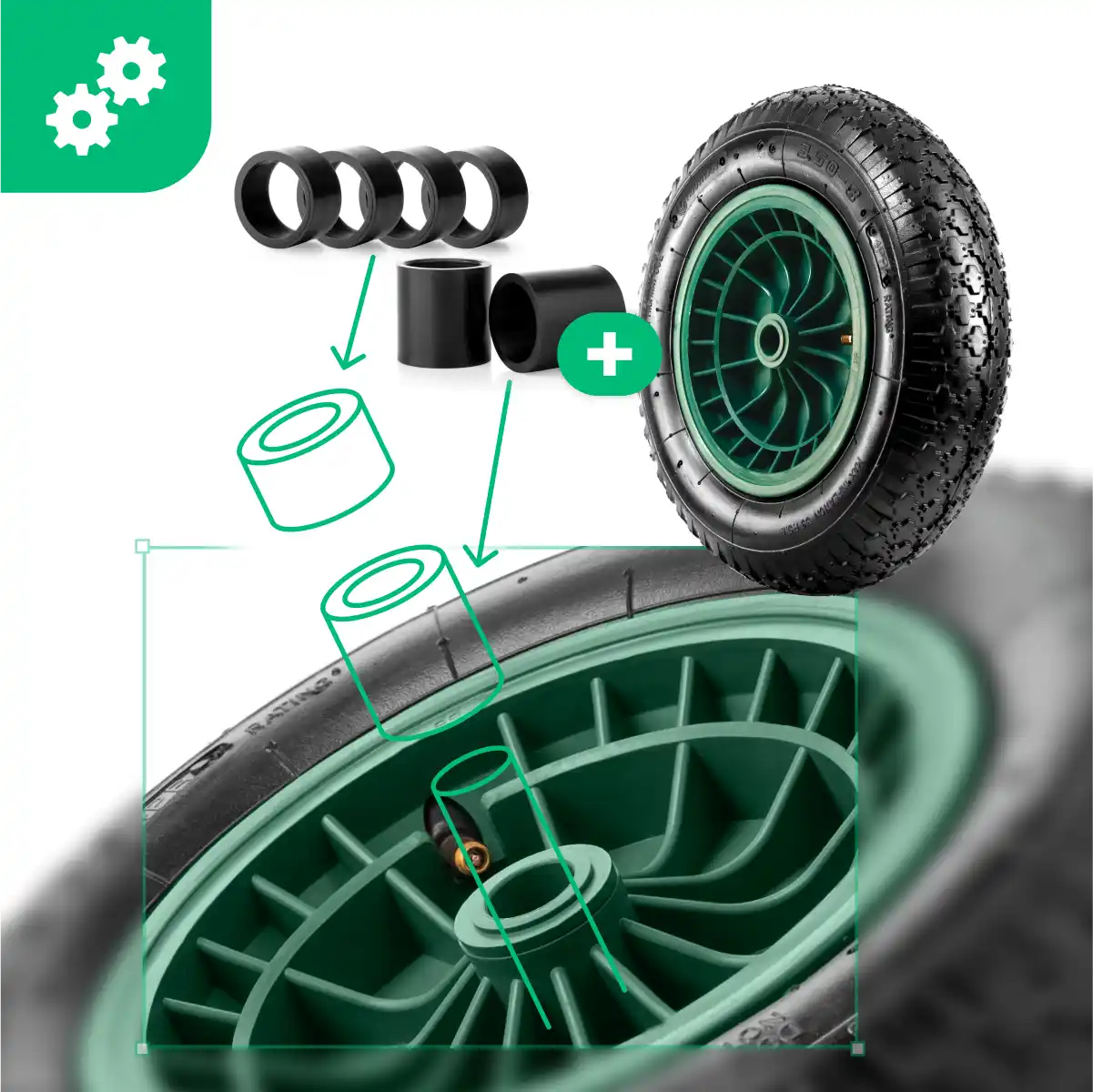 Ruota carriola 3.50-8