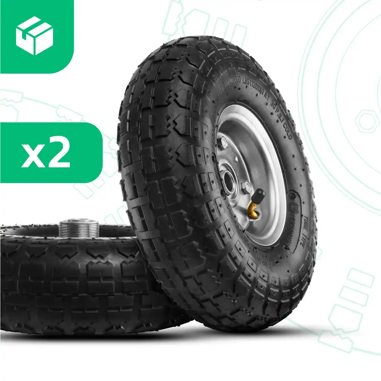 Ruota e camera d'aria 4.10/3.50-4 alesaggio 16mm