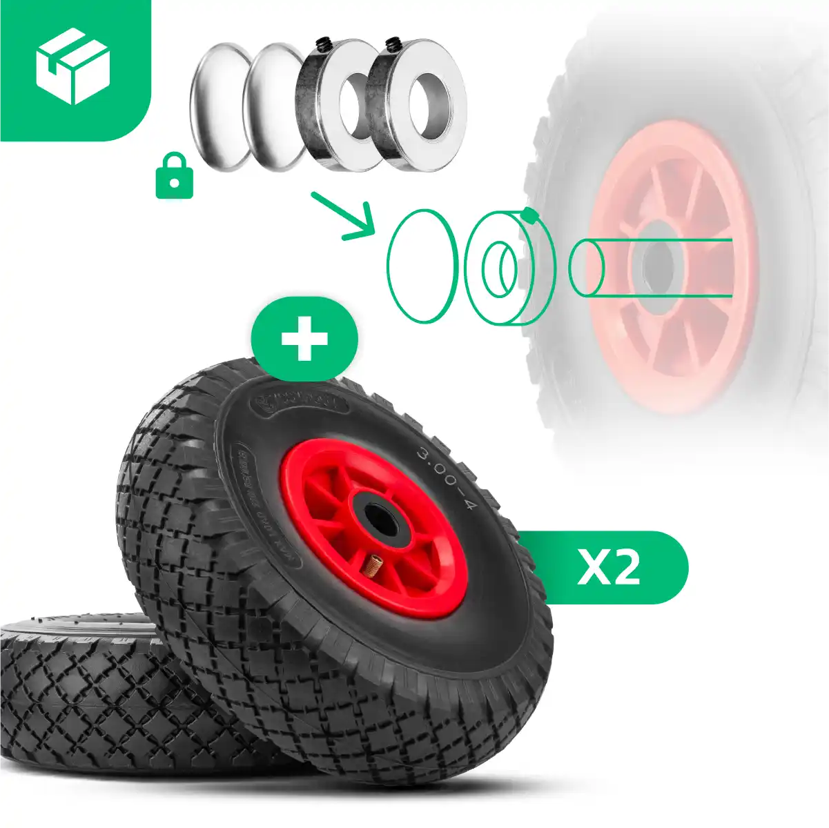 Ruota gonfiabile 3.00-4 cerchio pvc alesaggio 20mm