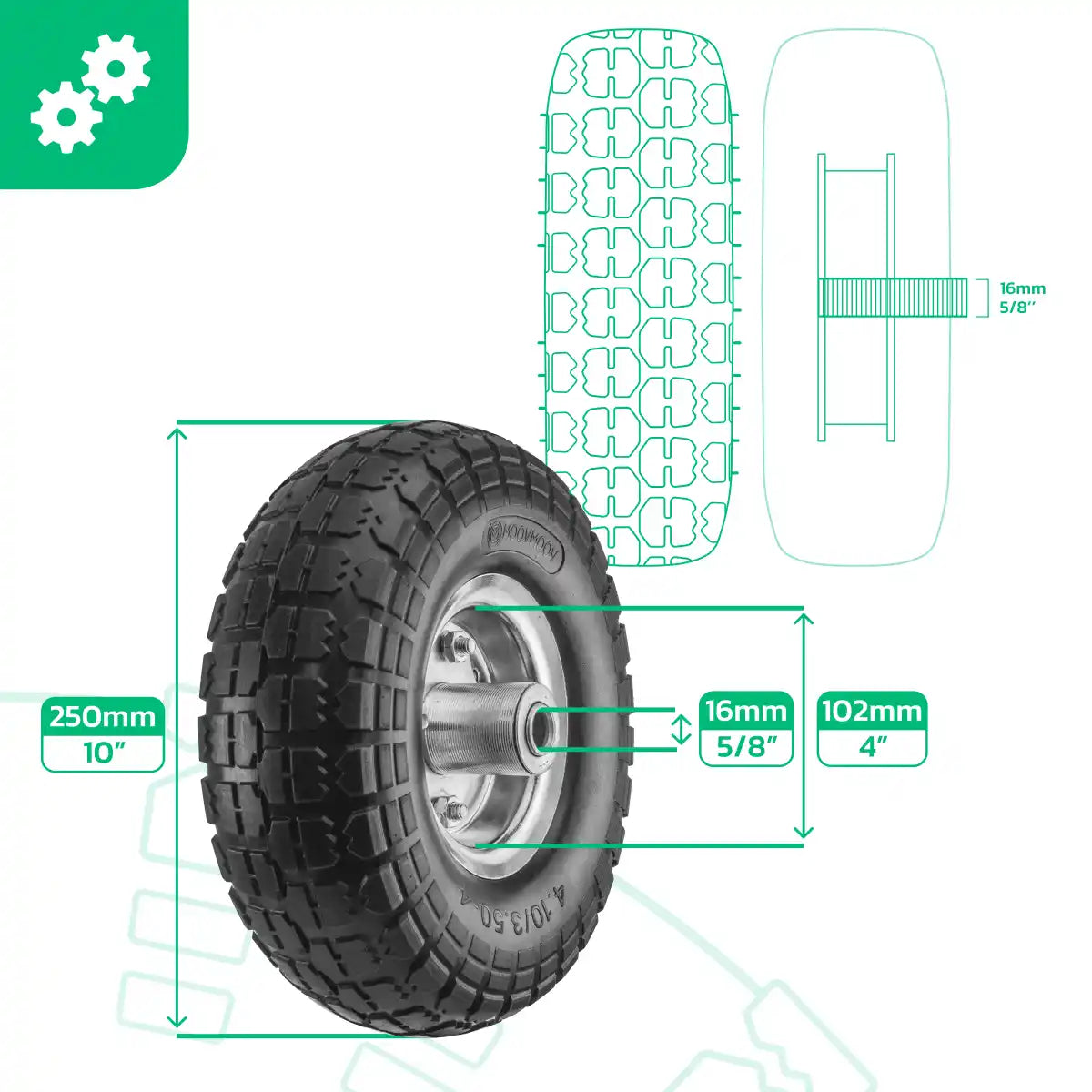 Roue increvable 4.10/3.50-4 diable cerchio in acciaio