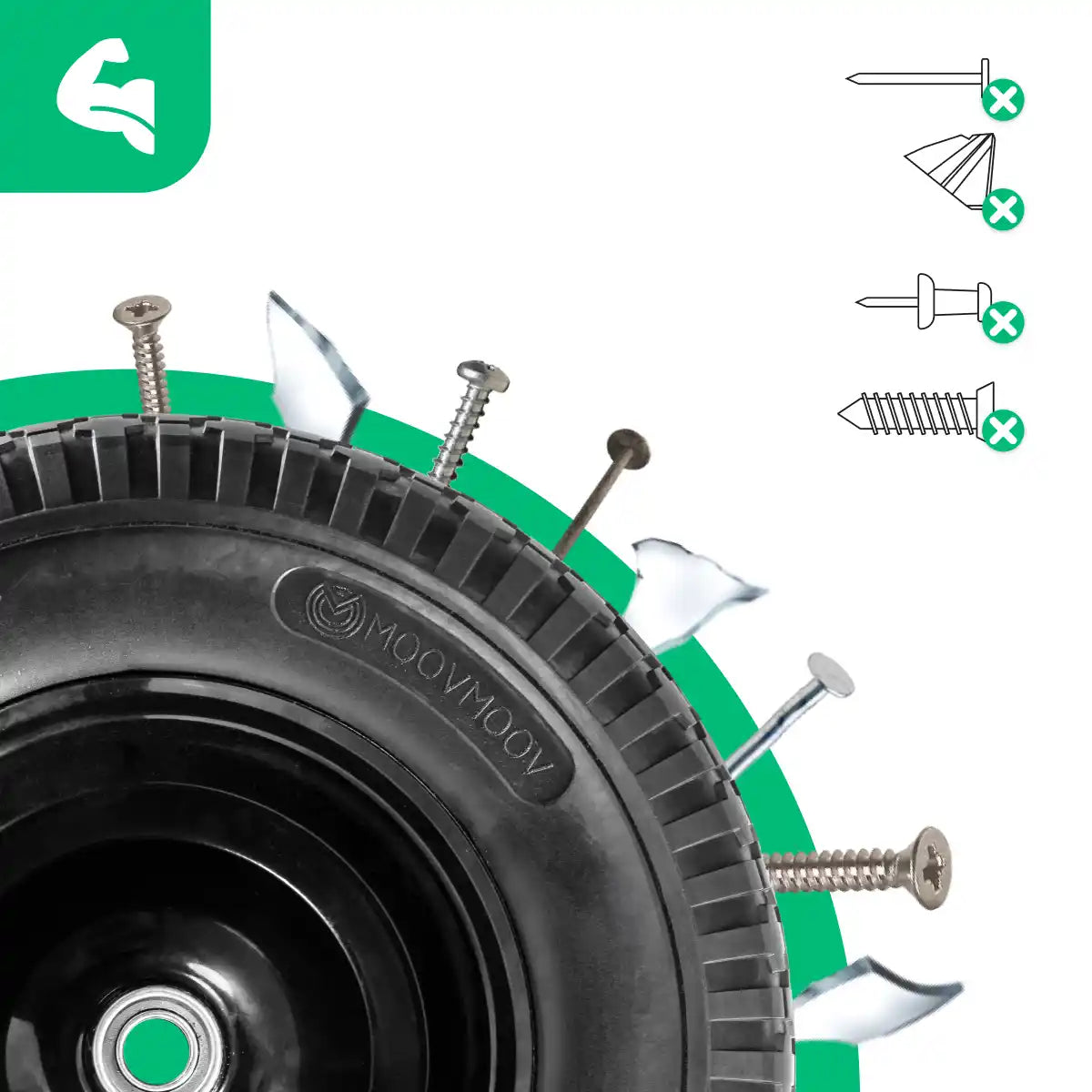 Ruota piena 4.80/4.00-8 carriola cerchio acciaio alesaggio 20mm