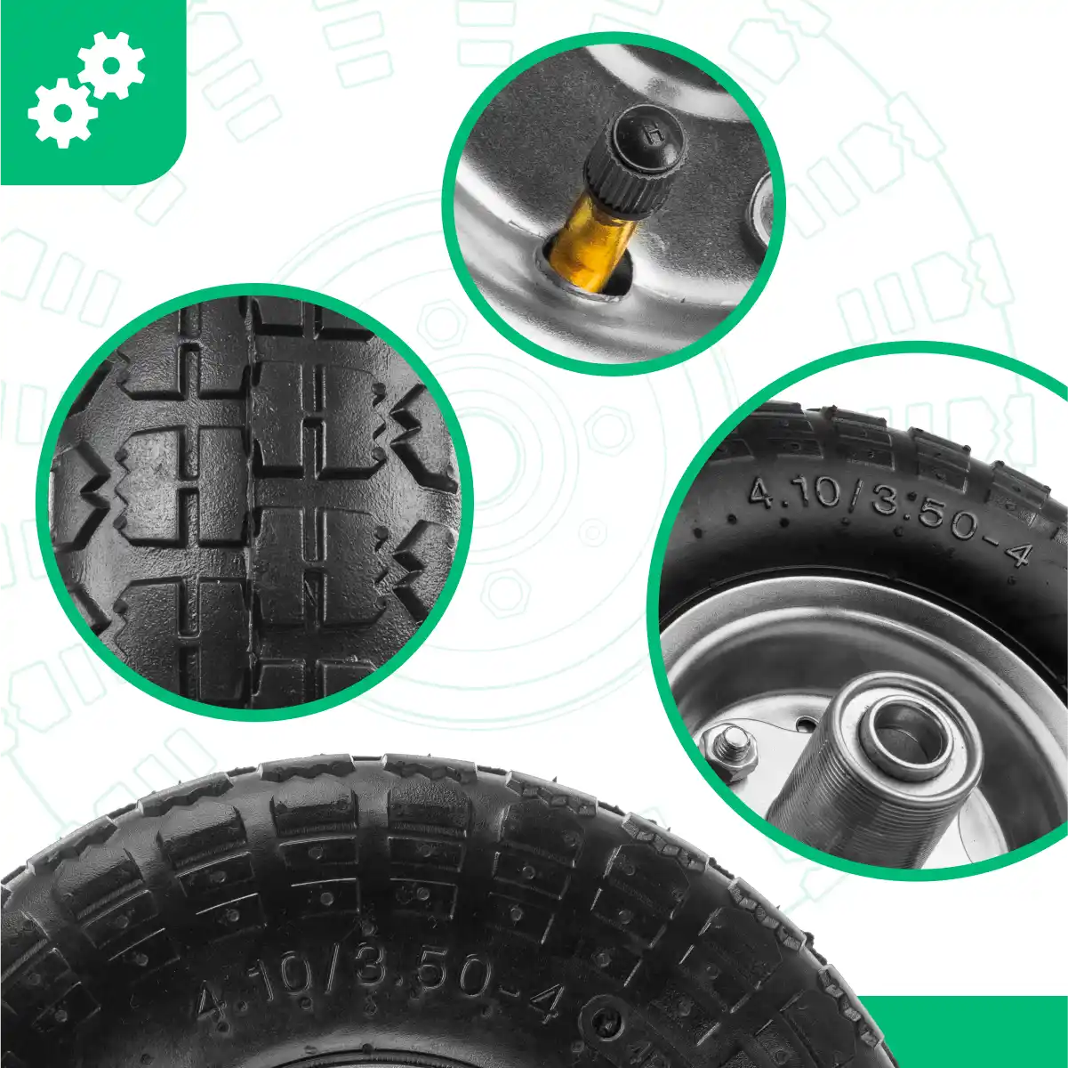 Ruote gonfiabili diavolo 4.10/3.50-4 cerchio in acciaio alesaggio 20mm