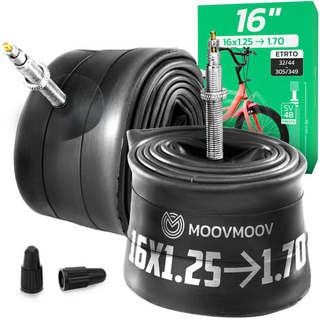 Chambre à air 16 pouces MoovMoov pour pneus de 16x1.25 à 16x1 5/8, valve Presta 48 mm
