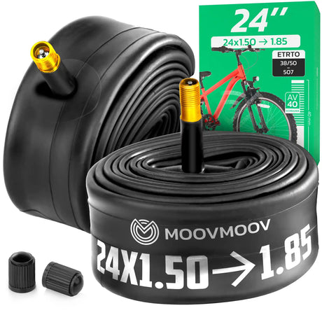 Chambre à air 24 pouces MoovMoov pour pneus de 24x1.50 à 24x1.85, valve Schrader 40 mm